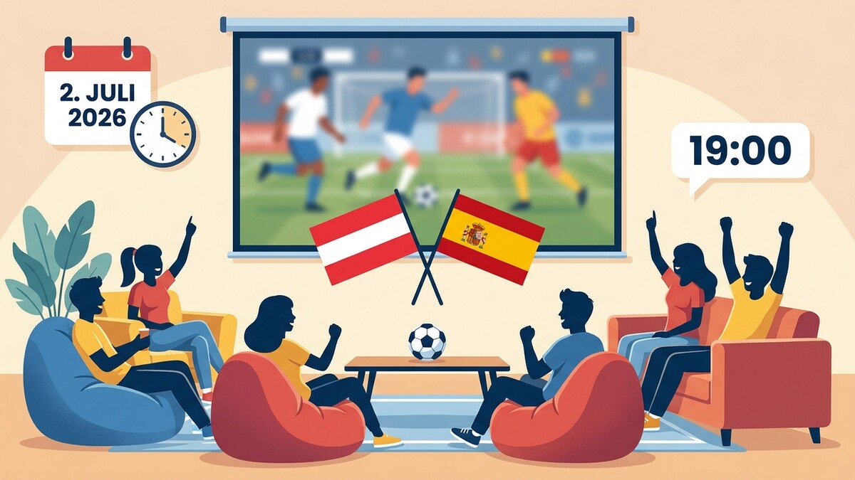 Fußballspiel Österreich gegen Spanien am 2. Juli 2026 um 19:00 Uhr, Fans schauen zu