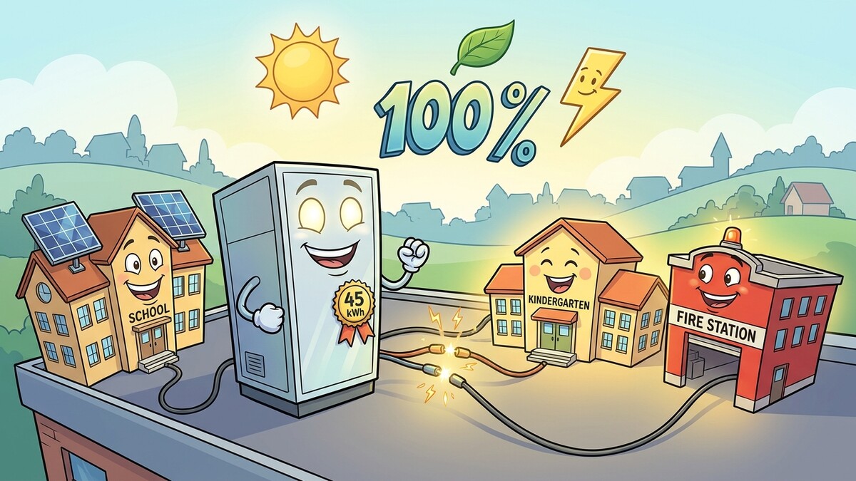 100% Energie: Kühlschrank versorgt Schule, Kindergarten und Feuerwehr
