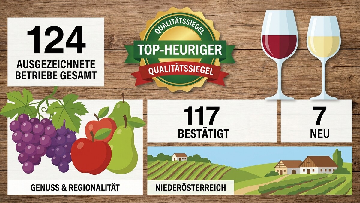 Top-Heuriger-Betriebe: 124 ausgezeichnete, 117 bestätigt, 7 neu; Genuss & Regionalität; Niederösterreich