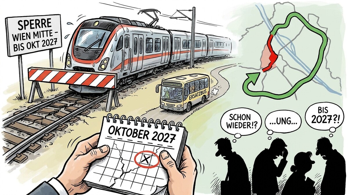 Sperre Wien Mitte bis Okt 2027: Zug, Ersatzbus, Kalender und besorgte Menschen