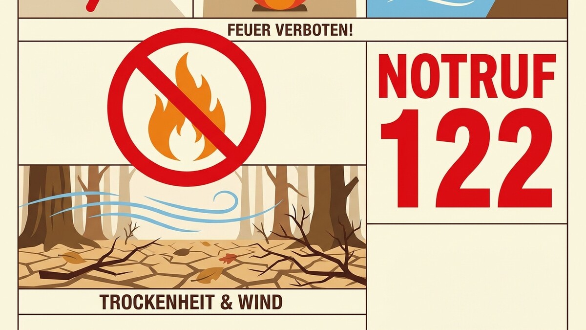 Feuerverbot und Trockenheit im Wald mit Notruf 122