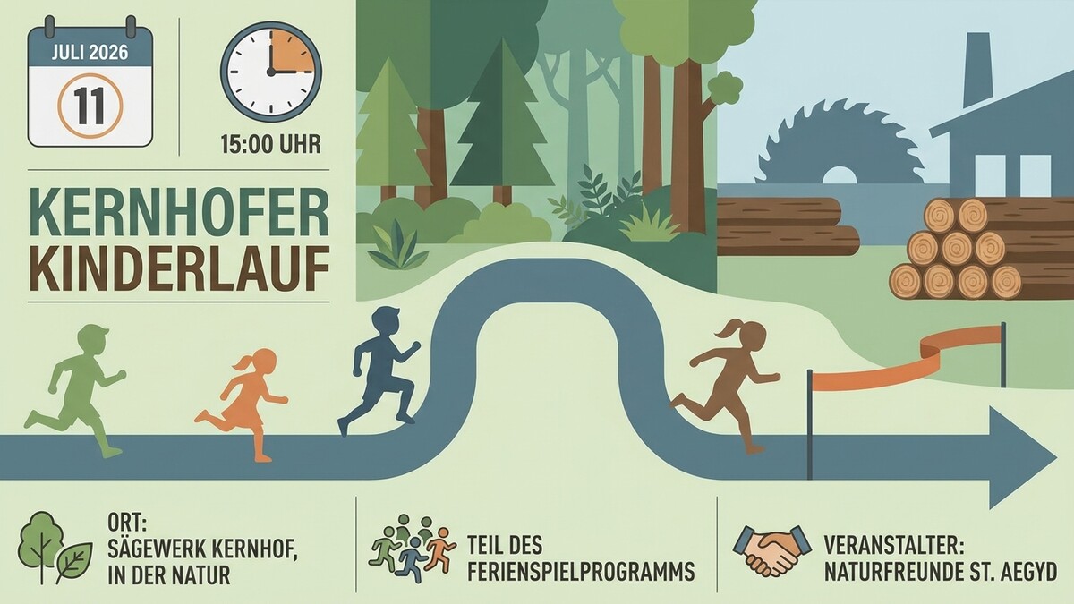 Kernhofer Kinderlauf am 11. Juli 2026 im Sägewerk Kernhof, Naturfreunde St. Aegyd