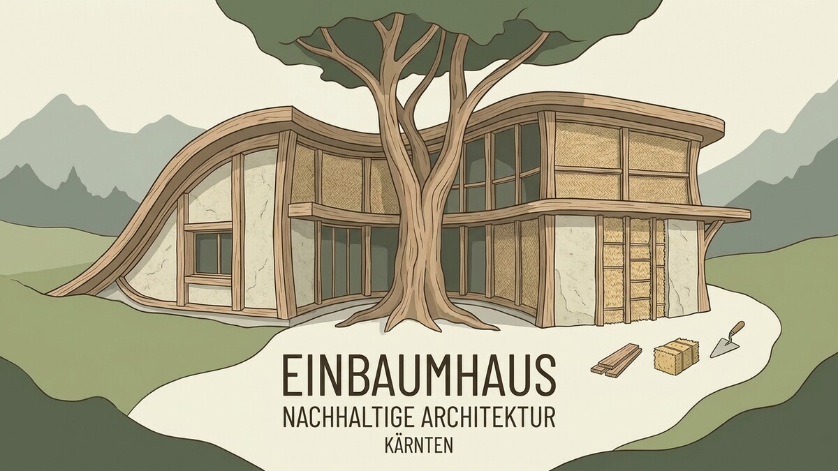 Einbaumhaus Kärnten: Nachhaltige Architektur mit Baum in der Mitte