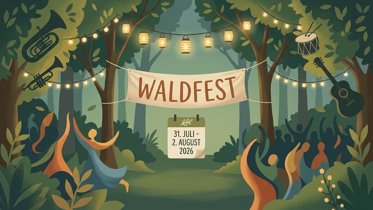 Waldfest mit Musik und tanzenden Menschen, 31. Juli – 2. August 2026
