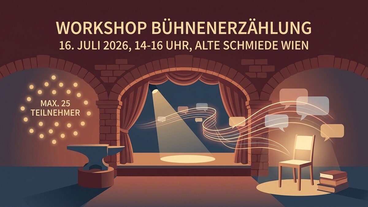 Workshop Bühnenerzählung am 16. Juli 2026 in der Alten Schmiede Wien mit Sprechblasen