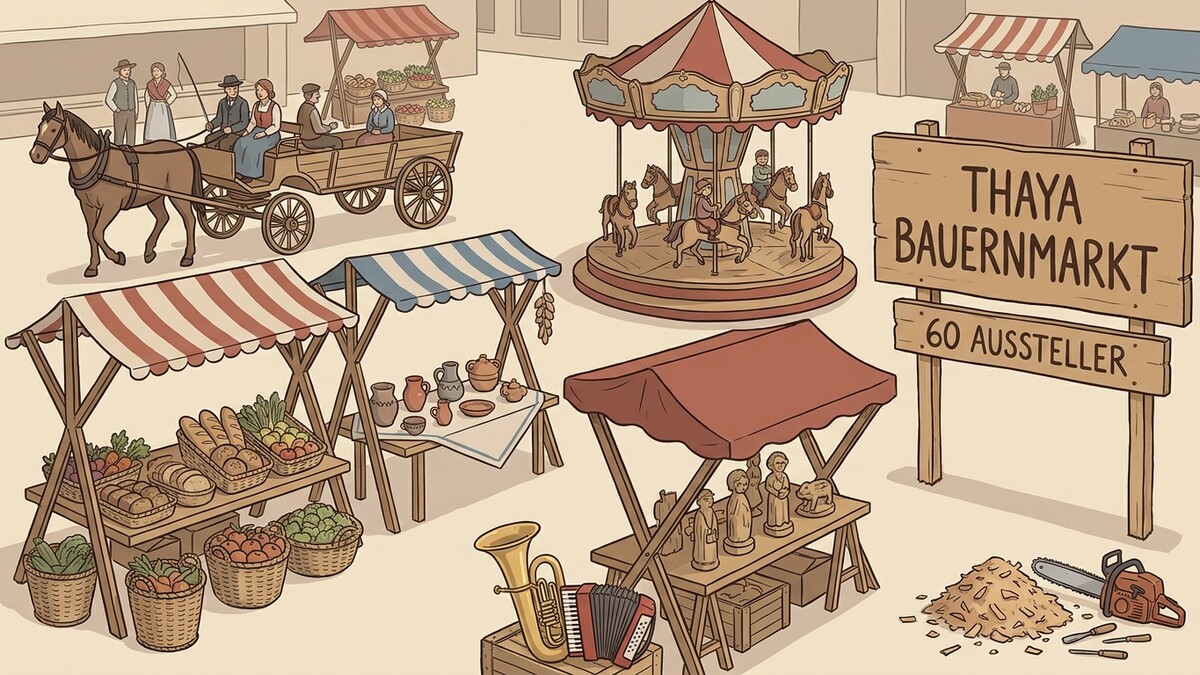 Thaya Bauernmarkt mit 60 Ausstellern, Karussell und Marktständen