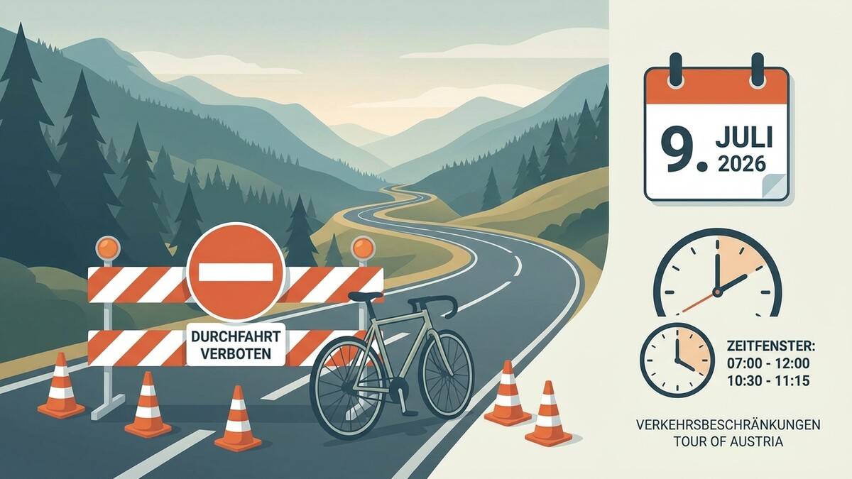 Tour of Austria Verkehrsbehinderungen: Sperre mit Rad und Datum 9. Juli 2026