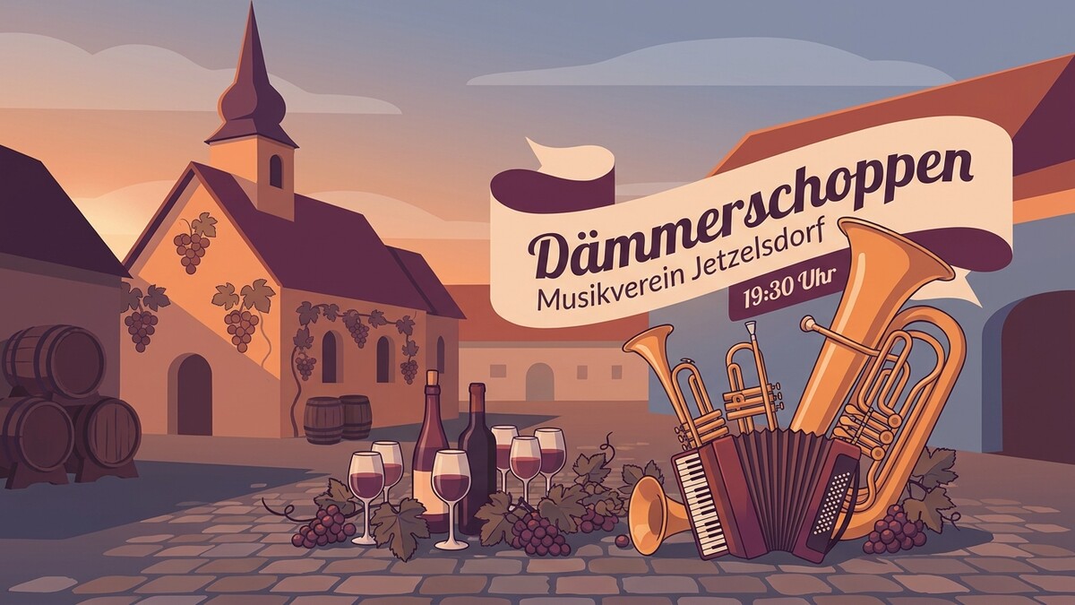 Dämmerschoppen Musikverein Jetzelsdorf mit Blasmusik und Wein in idyllischer Kulisse