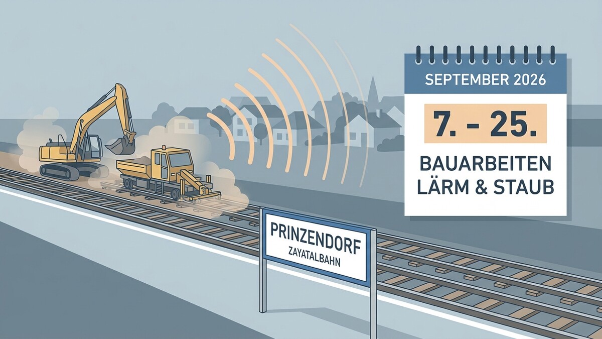Bauarbeiten Lärm & Staub im September 2026 in Prinzendorf an der Zayatalbahn