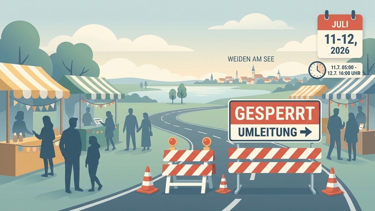 Weiden am See: Straßensperre und Umleitung für Veranstaltung am 11.-12. Juli 2026