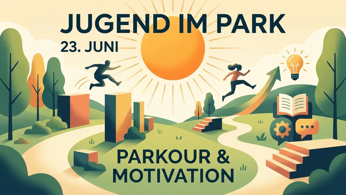Jugend im Park 23. Juni: Parkour & Motivation mit stilisierten Figuren und Symbolen