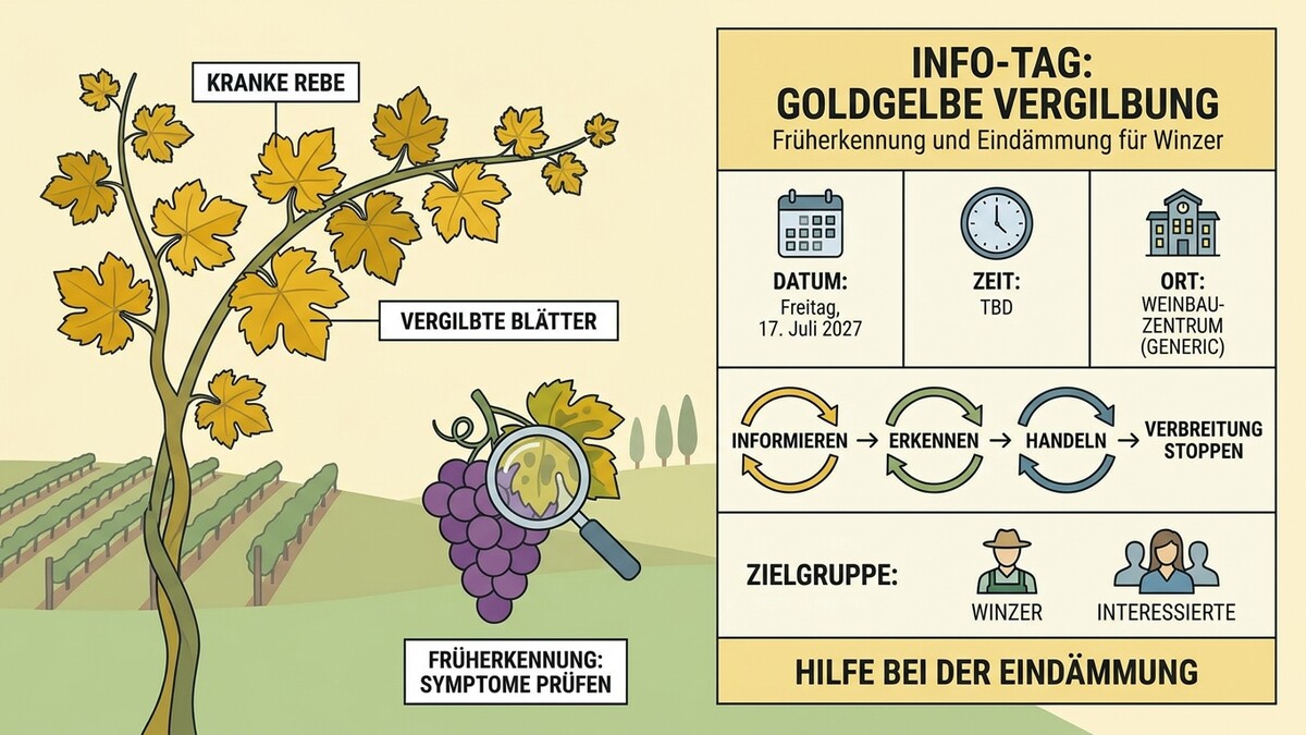 Goldgelbe Vergilbung: Infotag für Winzer im Weinbauzentrum am 17. Juli 2027