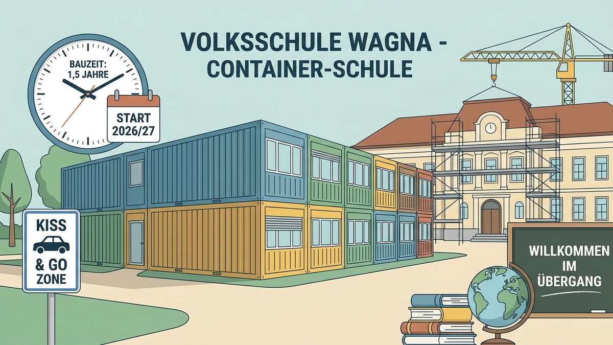 Volksschule Wagna Container-Schule: Bauzeit 1,5 Jahre, Start 2026/27