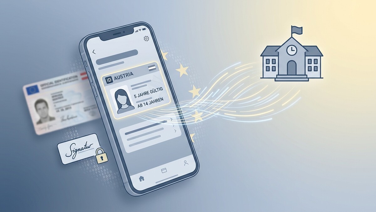Österreichische ID am Smartphone, amtlicher Ausweis und Schule, digitale Identität