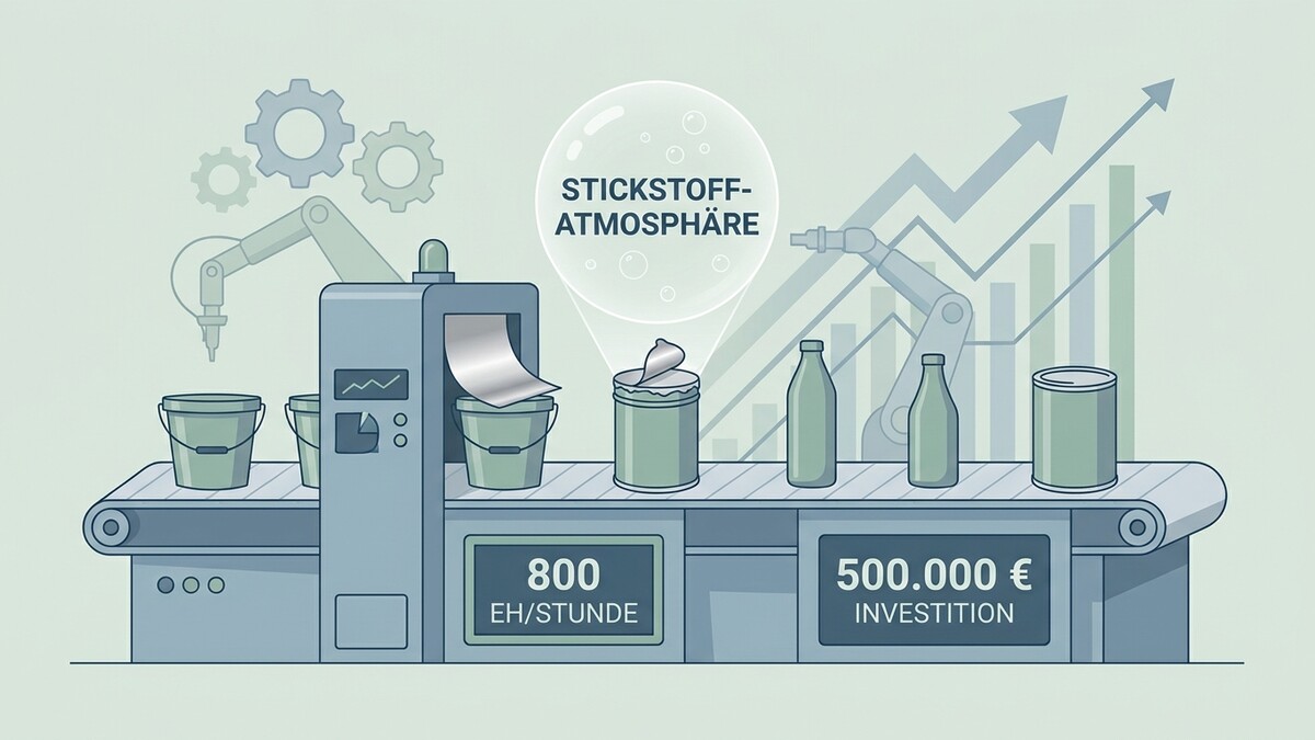 Produktionsanlage mit Stickstoffatmosphäre, 800 EH/Stunde und 500.000 € Investition