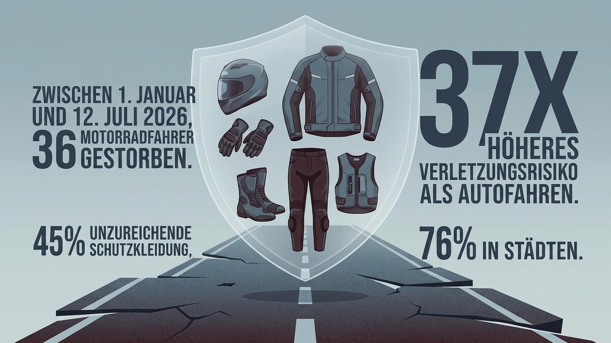 Motorradschutzkleidung: 36 Motorradfahrer starben, 37x höheres Verletzungsrisiko
