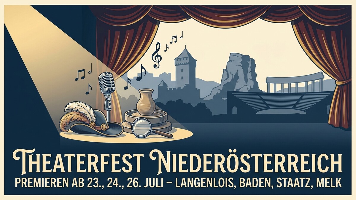 Theaterfest Niederösterreich: Hut, Mikrofon, Amphitheater, Burg, Langenlois, Baden, Staatz, Melk