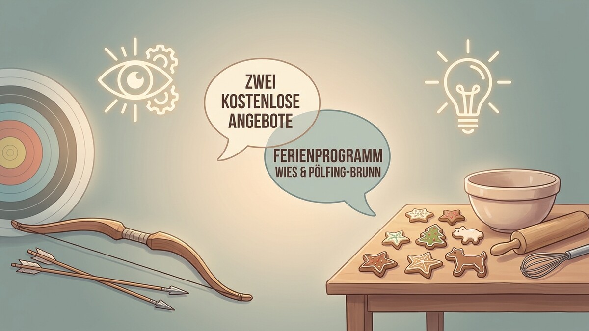 Ferienprogramm Wies & Pölfing-Brunn mit zwei kostenlosen Angeboten, Pfeil und Bogen, Keksen
