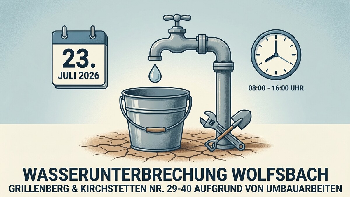 Wasserunterbrechung Wolfsbach am 23. Juli 2026, Uhrzeit und Werkzeuge