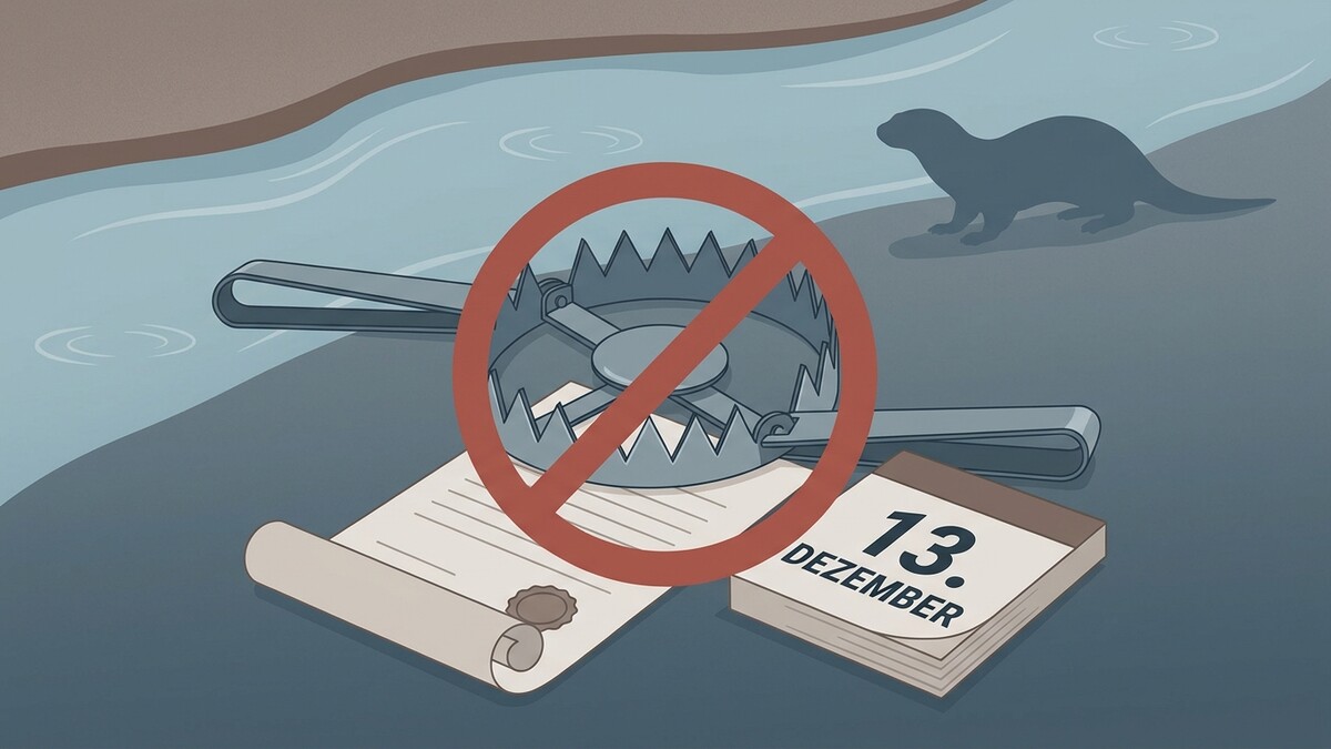 Falle verboten, Dokument und Kalenderblatt 13. Dezember, Otter im Wasser