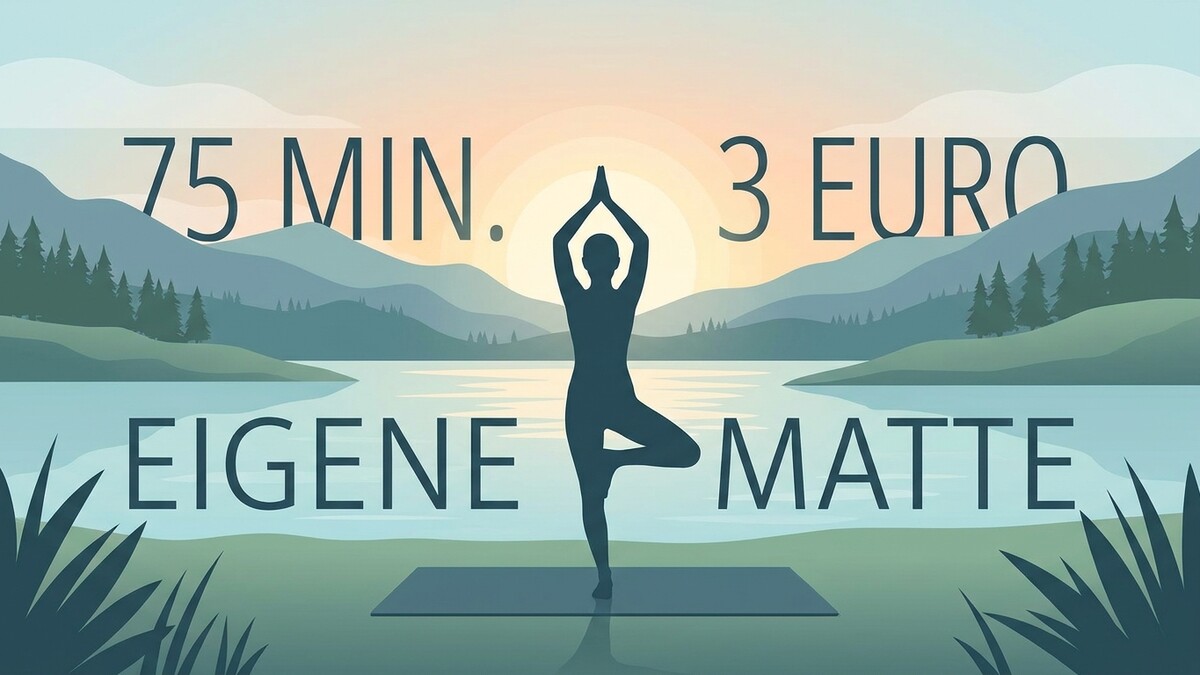 Yoga: 75 Min. 3 Euro, eigene Matte, Bergsee-Kulisse
