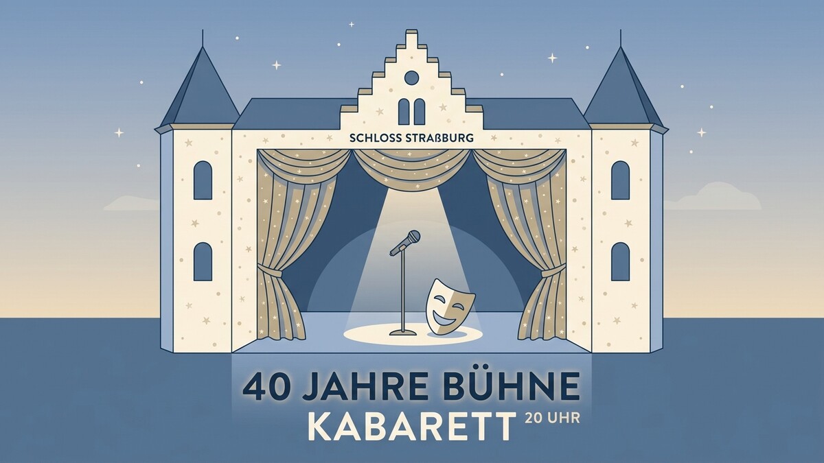 Schloss Strassburg 40 Jahre Bühne Kabarett mit Mikrofon und Maske