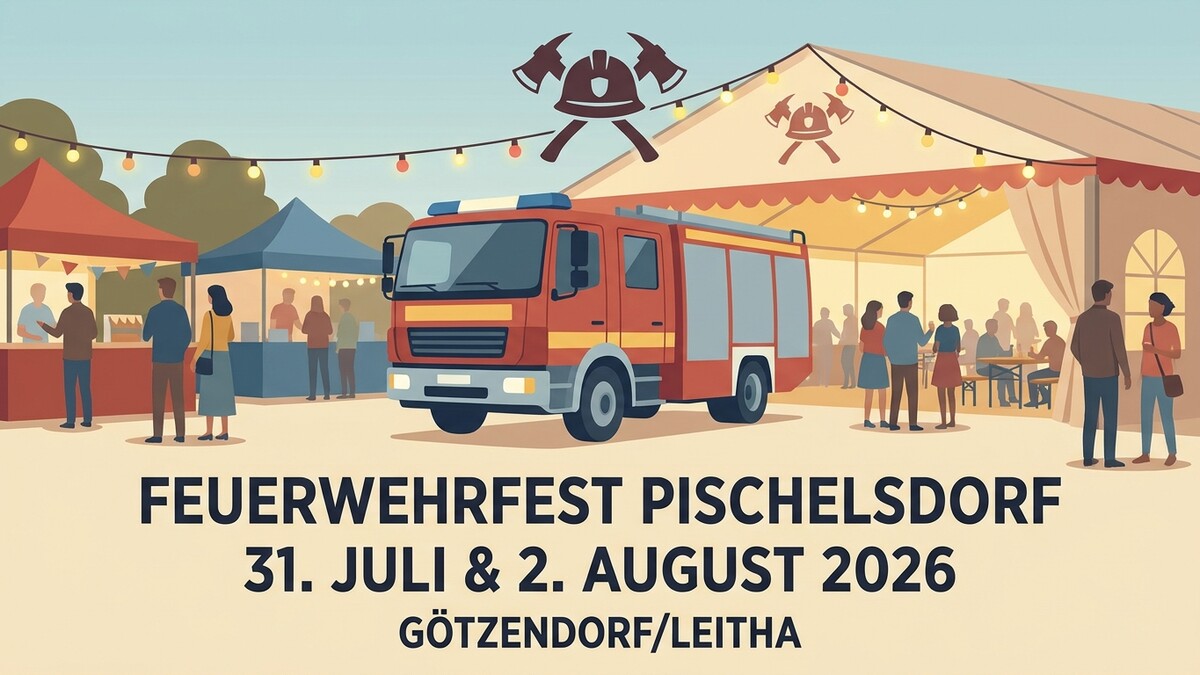 Feuerwehrübung mit Kran und großem Fallschirm vor Feuerwehrhaus mit Publikum und Einsatzfahrzeugen