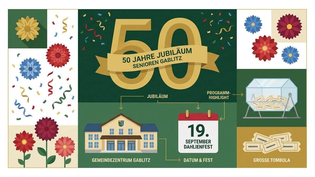 Jubiläum 50 Jahre Senioren Gablitz mit Gemeindezentrum, Kalender und Tombola
