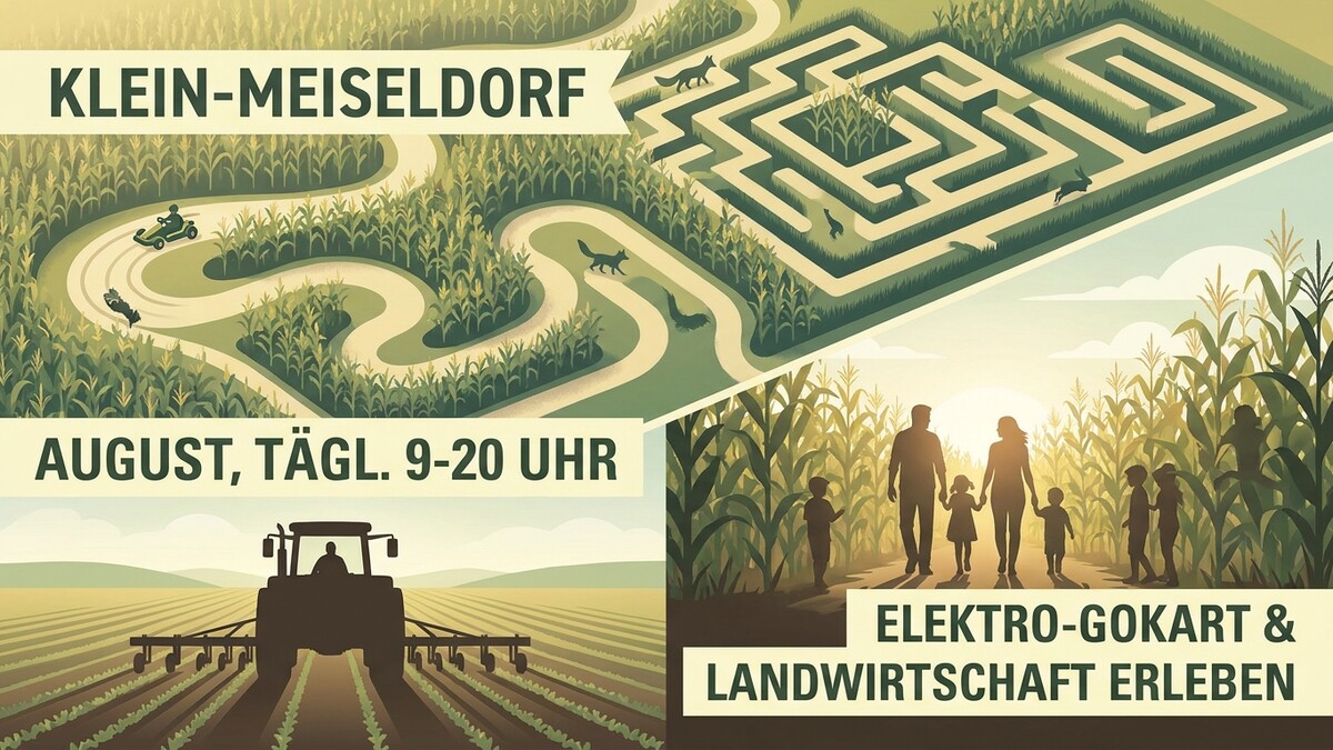 Klein-Meiseldorf: Labyrinth, Elektro-Gokart und Landwirtschaft erleben im August täglich von 9-20 Uhr