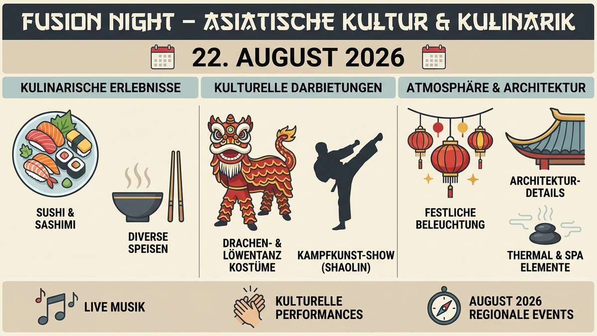 Fusion Night am 22. August 2026 mit asiatischer Kultur, Kulinarik und Drachentanz