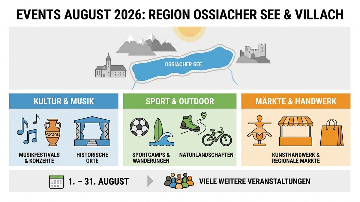 Events August 2026 Region Ossiacher See & Villach: Kultur, Sport, Märkte & Handwerk