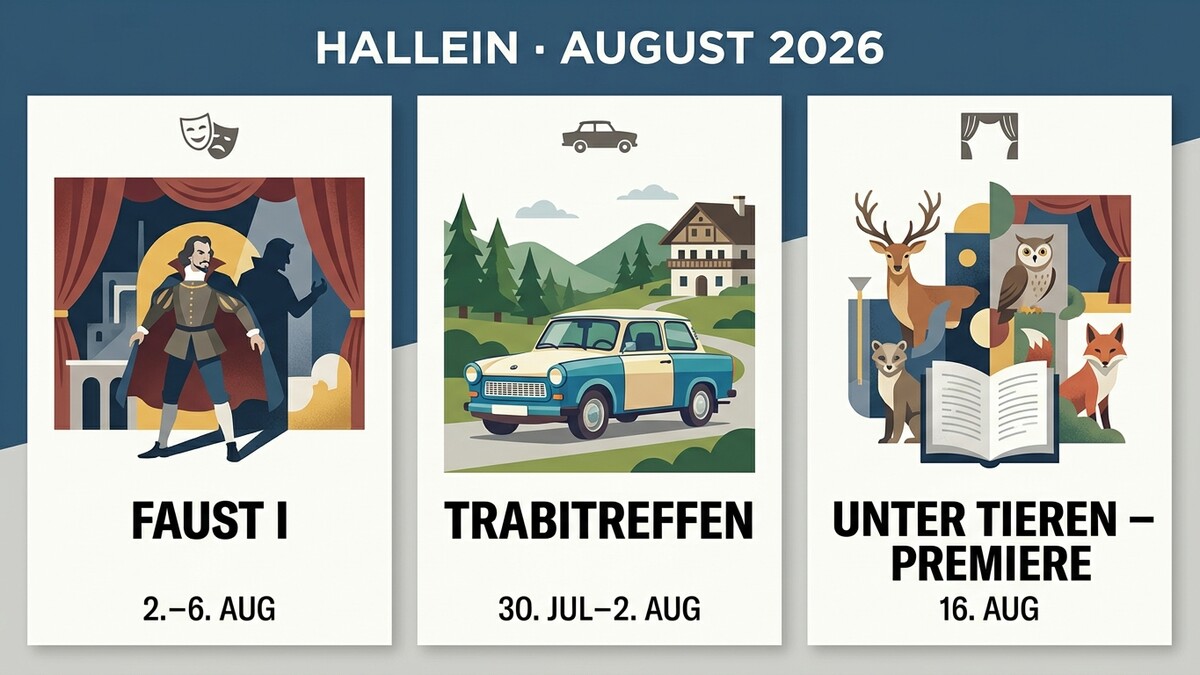 Hallein August 2026: Faust I, Trabitreffen und Unter Tieren Premiere.