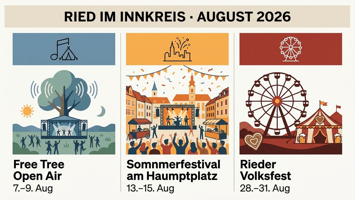 Ried im Innkreis August 2026: Free Tree Open Air, Sommerfestival am Hauptplatz und Rieder Volksfest