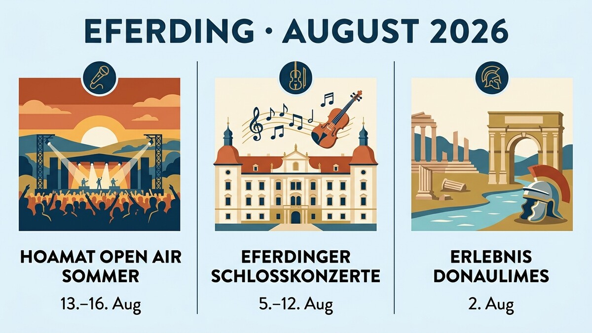 Eferding August 2026: Open Air, Schlosskonzerte und Donaulimes-Erlebnis