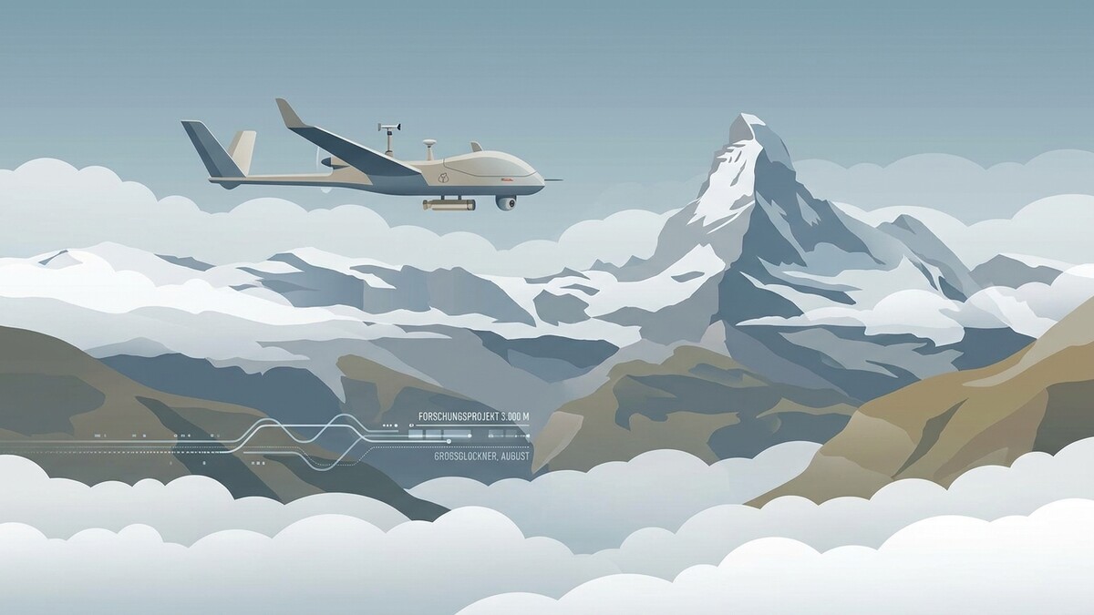 Drohne fliegt über dem Großglockner, Forschungsprojekt in 5.000 Metern Höhe