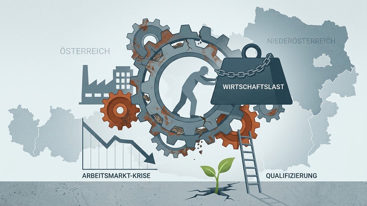 Wirtschaftslast auf Zahnrädern in Österreich, Arbeitsmarktkrise, Qualifizierung, Niederösterreich