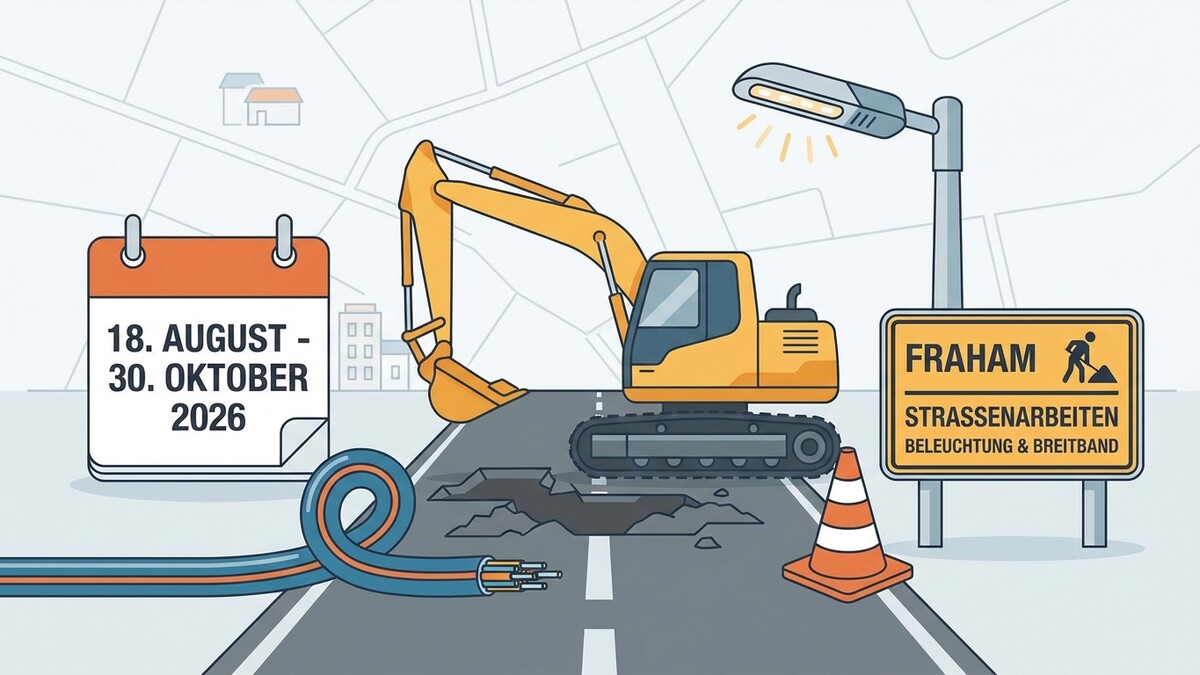 Straßenarbeiten Fraham: Bauarbeiten Beleuchtung & Breitband vom 18. August bis 30. Oktober 2026