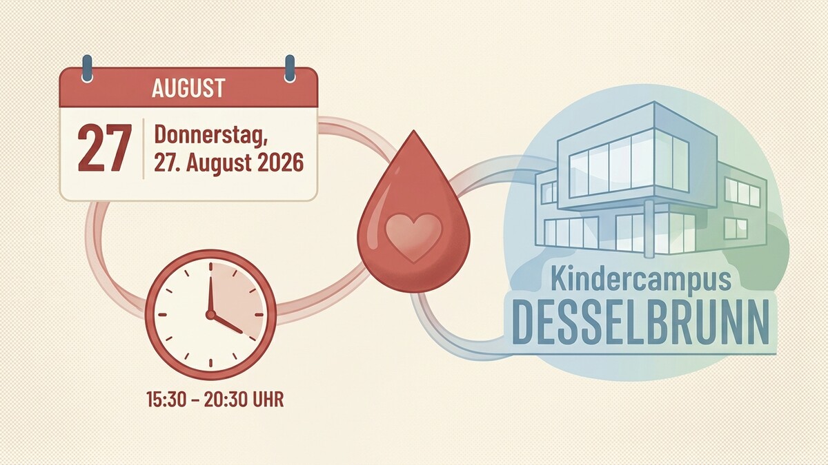 Blutspende am 27. August 2026 von 15:30-20:30 Uhr im Kindercampus Desselbrunn.