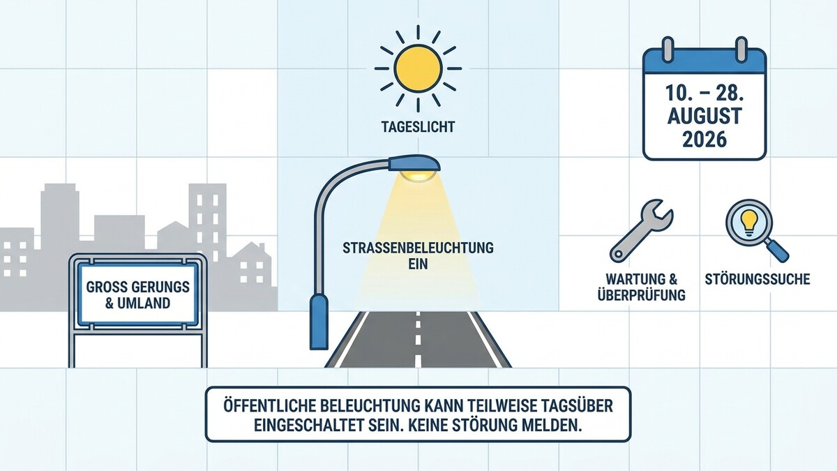 Straßenbeleuchtung Groß Gerungs & Umland: Wartung & Störungssuche vom 10.-28. August 2026