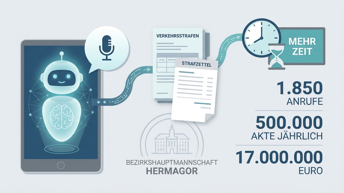 KI-Bot mit Mikrofon und Strafzetteln für BH Hermagor spart 1.850 Anrufe, 500.000 Akten, 17 Mio. Euro