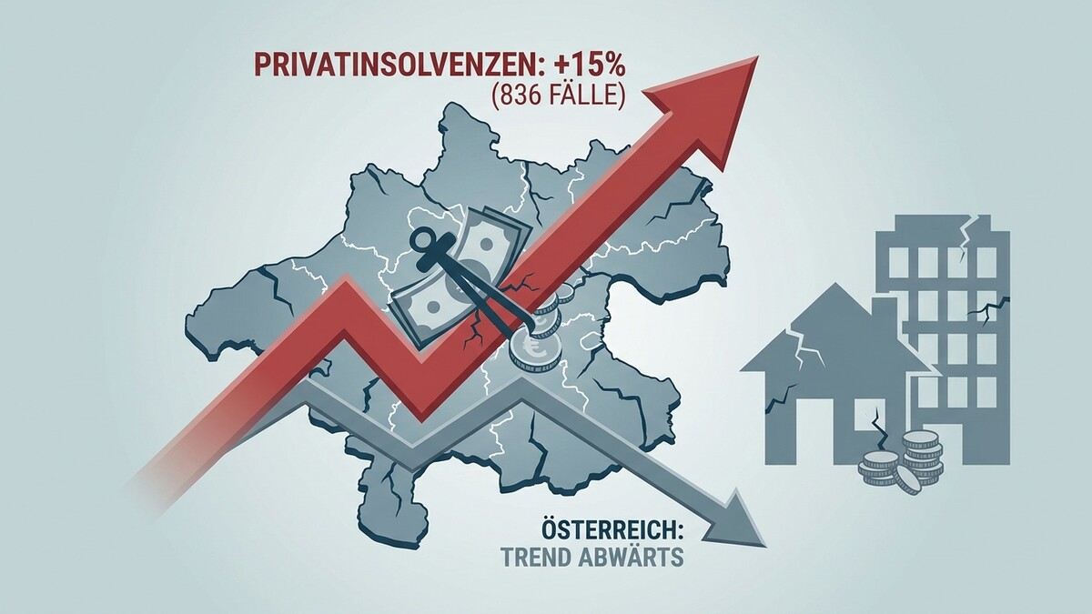 Privatinsolvenzen in Österreich: 15% Anstieg, Trend abwärts, zerbrochene Gebäude