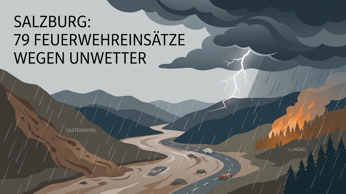 Salzburg: Unwetter mit Blitz, Starkregen, Waldbrand im Lungau und Murenabgang im Gasteinertal