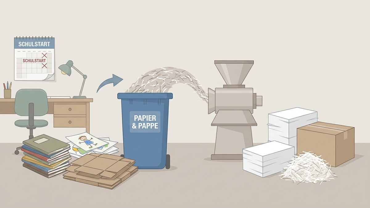 Schulstart-Vorbereitung: Papier und Pappe werden geschreddert, um Platz zu schaffen.