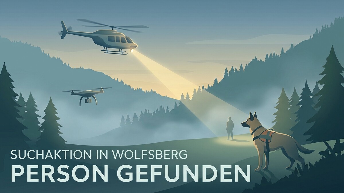 Suchaktion Wolfsberg: Person gefunden, Hubschrauber, Drohne und Suchhund im Einsatz