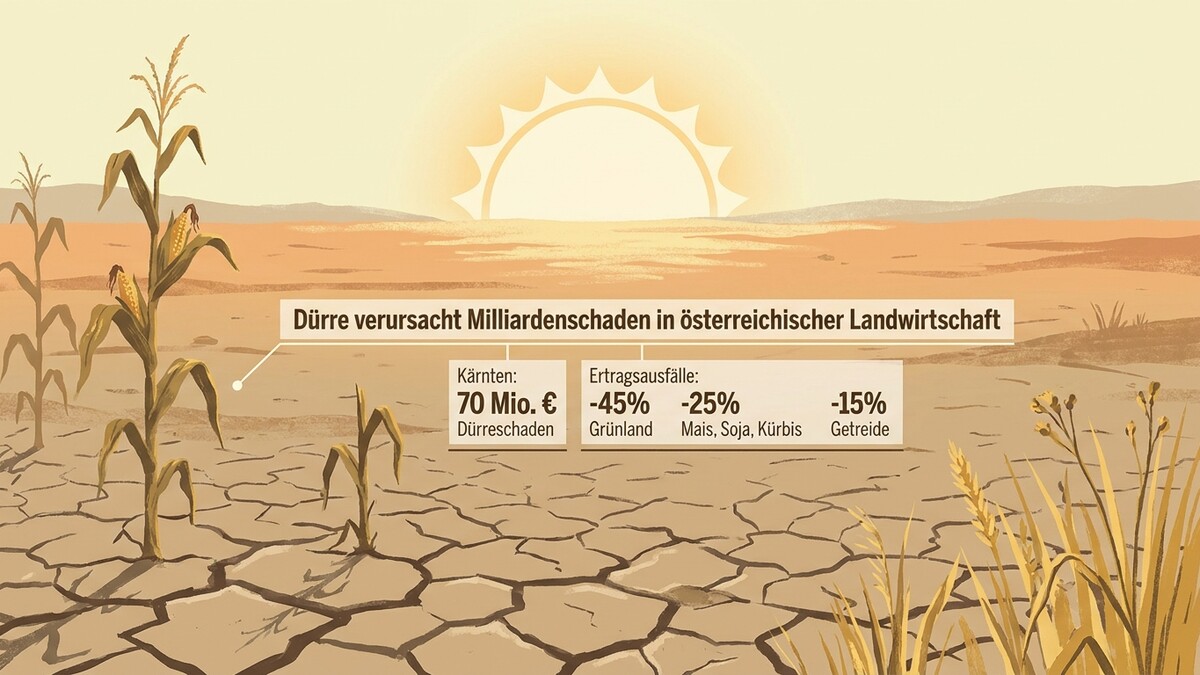 Dürre verursacht Milliardenschäden in österreichischer Landwirtschaft mit Ertragsausfällen bei Mais, Soja, Kürbis und Getreide.