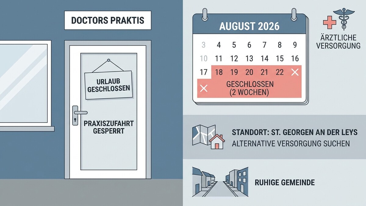 Ärztliche Versorgung: Praxis in St. Georgen an der Leys im August 2026 zwei Wochen geschlossen
