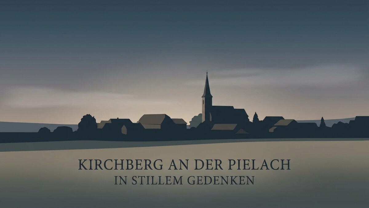 Kirchberg an der Pielach Silhouette mit Kirchturm und Häusern im Abendlicht