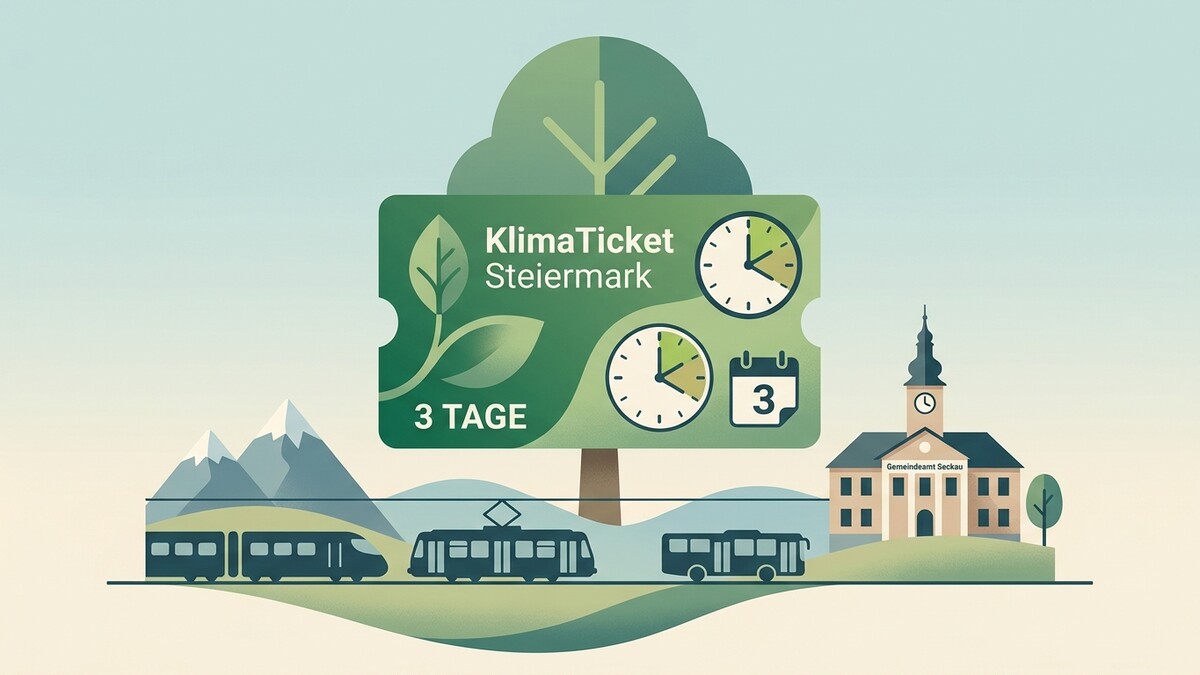 KlimaTicket Steiermark 3 Tage mit Zug, Tram, Bus und Gemeindamt Seckau