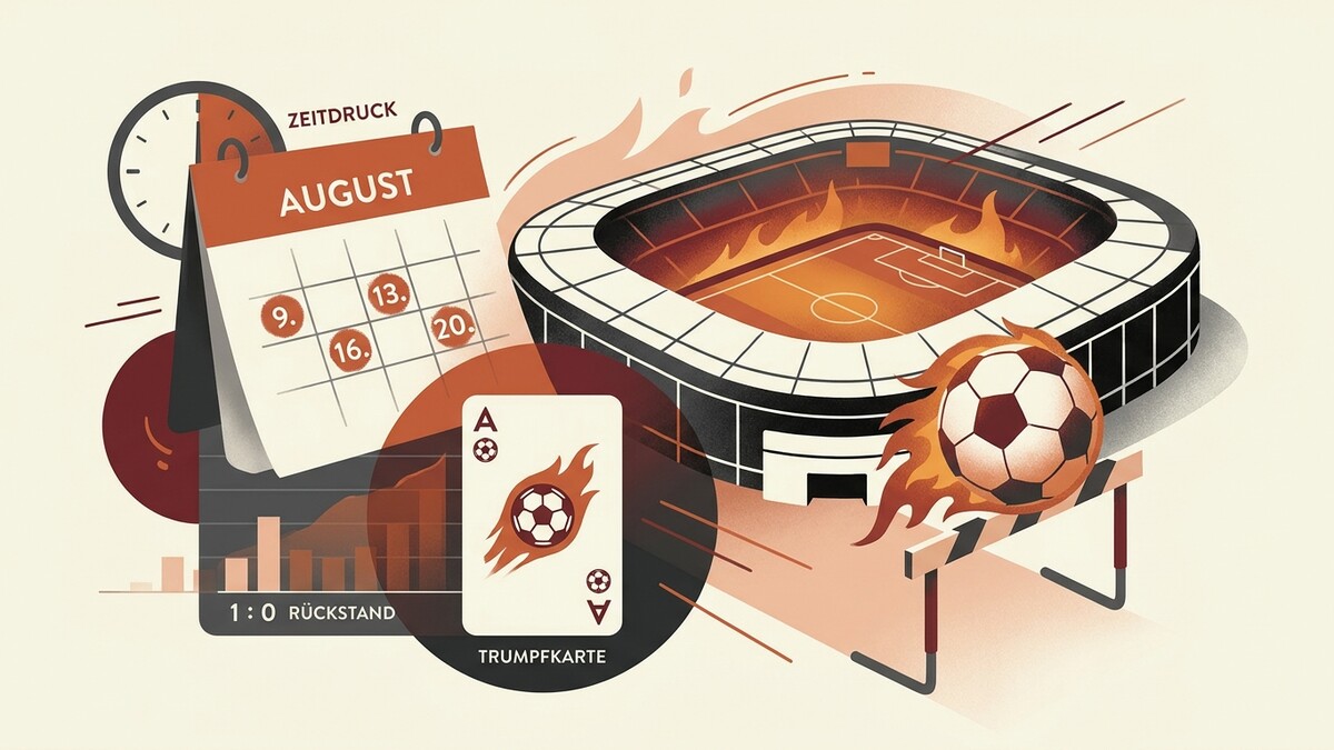 Fußball-EM: Stadion, Kalender August, Trumpfkarte und Rückstand