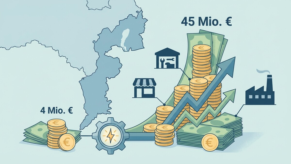 Wirtschaftswachstum Österreich: 4 Mio. € und 45 Mio. € mit Industrie, Gewerbe und Handel.